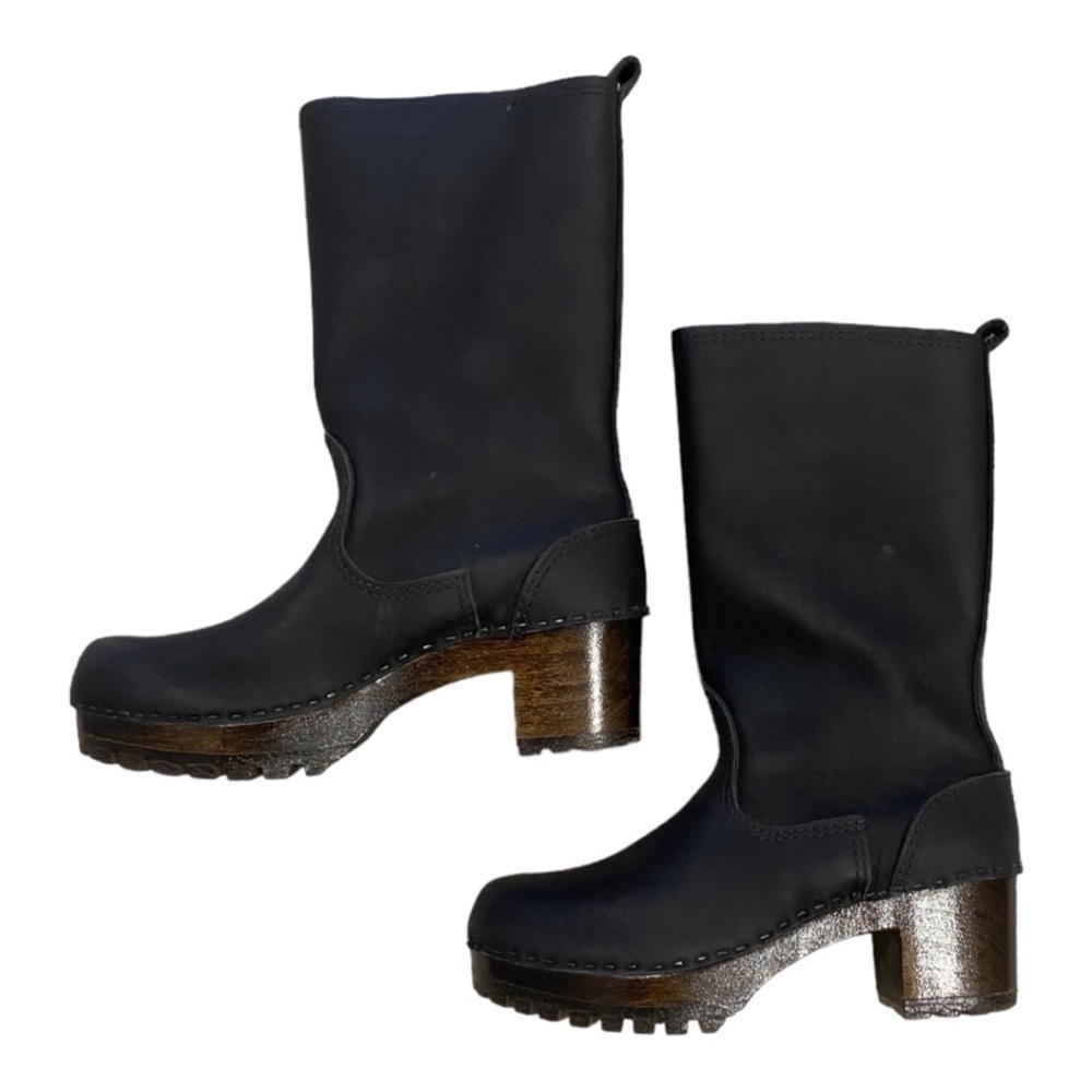 Sven Black Leather Clog Boot